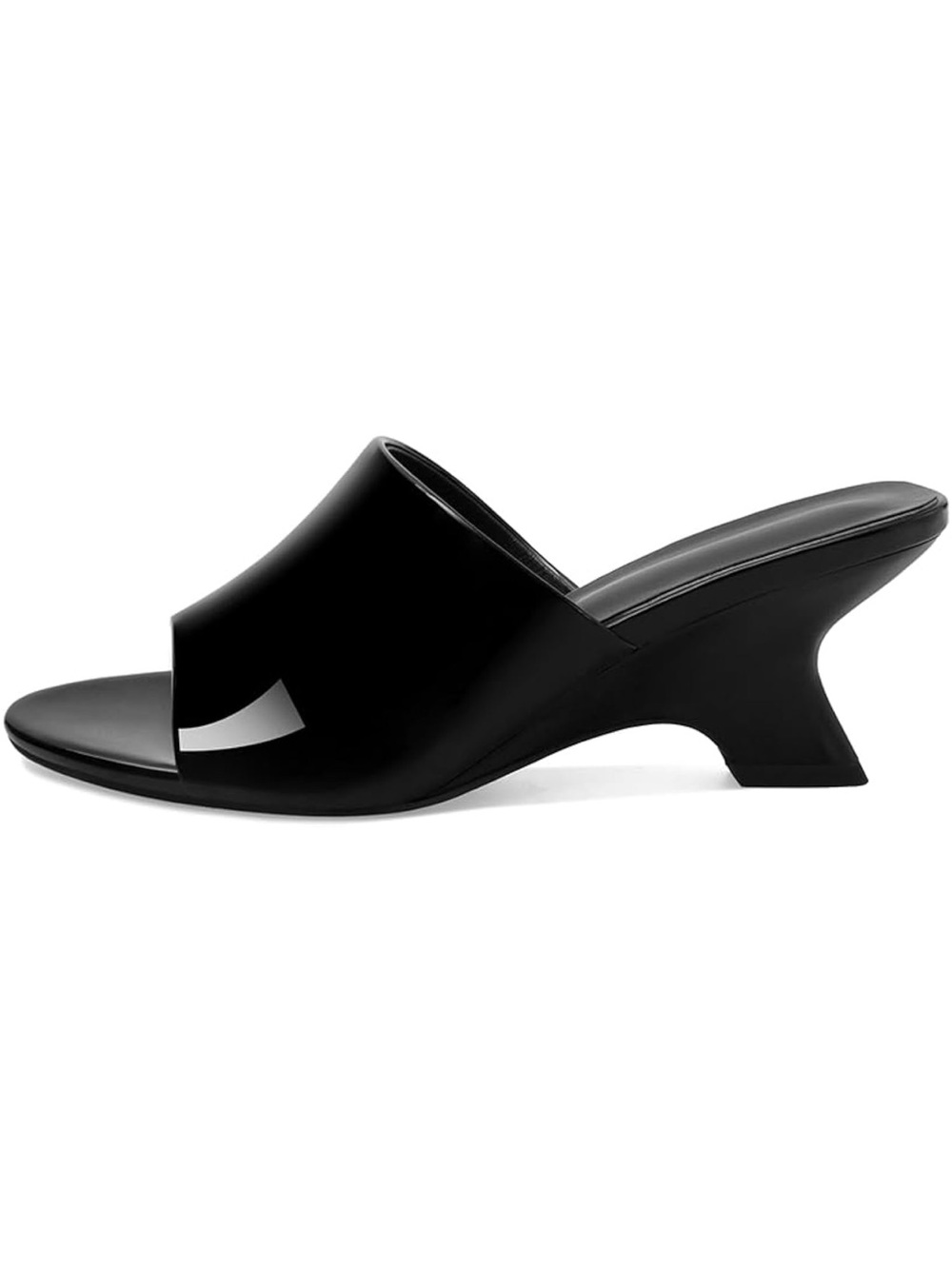 Doeyg Black Open-Toe Mid Heel Mule